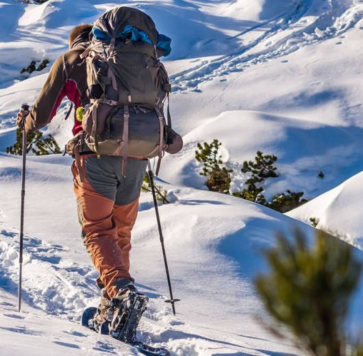 Schneeschuhwandern in den Bergen